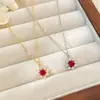 Collar Pequeño de Sol Chapado en Plata de Ley S925 con Oro de 18 Quilates con Incrustación de Circonita, Cadena Fina para Mujer, Cadena para Clavícula de Girasol de Lujo Ligero de Gama Alta