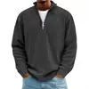 2026 Amazon Nuevo Otoño Camisas Casuales para Hombre Cuello Alto Cremallera Pana Manga Larga Camisa Polo para Hombre