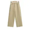 Pantalones de Traje Caqui de Cintura Alta Sueltos de Pierna Ancha para Mujer Otoño 2026 Nuevo Estilo Estilo Old Money Caídos de Pierna Recta Pantalones Casuales