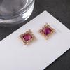 Pendientes de araña con hojas ovaladas y cristales de color oro auténtico chapados en cobre y hechos a mano con forma de araña