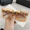 Gafas de Sol Retro de Marco Cuadrado Grande con Cadena Transfronteriza para Hombre, Nuevas, Versátiles, Anti-UV, de Moda, Tendencia para Mujer