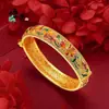 Pulseira de Lótus Esmaltada com Fecho, Bracelete de Flor de Lótus, Tendência da Moda Banhada a Ouro, Pulseira Aberta Retrô da Loja Gold