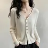 Toma real: Nueva ropa de otoño para mujer talla grande, simple y elegante, top cárdigan adelgazante con tejido de punto suave y acogedor