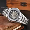 Comercio Exterior Transfronterizo Microempresa Hombres Casual Nautilus Hueco 3 Manecillas Automático Mecánico Correa de Acero Reloj Venta al por Mayor
