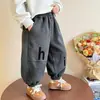 Pantalones deportivos casuales de primavera y otoño para niños, estilo coreano, con estampado de la letra "hi", cintura elástica y diseño estilo linterna. Adecuado para bebés y niños pequeños; disponible para envío directo