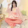 Pijama Nuevo para Mujer Primavera y Otoño Manga Larga Otoño Famoso en Internet Ropa para Exterior Otoño e Invierno Ropa para el Hogar Conjunto de Dos Piezas para traje Cabello