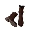 Botas de Caña Media Gruesas con Tacón Grueso Estilo Francés Novedad Otoño 2026 para Mujer Tacón Grueso Plegadas para Combinar con Faldas Botines Cortos Botas Martin