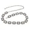 Corrente de Cintura Feminina Mais Vendida no Exterior com Decoração Esculpida Vintage, Cinto Fino com Strass Grande, Corrente de Metal Versátil para Vestidos Femininos