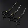 Negro 6.0/6.5/ 7.0 pulgadas Naipson Acero Negro Pequeño Tigre Dorado Rodamiento Tipo Tornillo Tijeras de Peluquería Tijeras Planas de Barbero