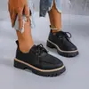 Zapatos de cuero para mujer de punta redonda, talla grande, transfronterizos, temporada primavera/otoño 2026, moda europea y americana, mocasines con plataforma de aumento de altura, en stock