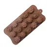 15 moldes de silicona para chocolate de flores pequeñas tridimensionales, moldes para pastel, herramientas para hornear, película de hielo