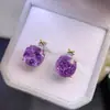 Aretes de Amatista Pura Natural, Color de Cristal Súper Genial, Piedra Suelta Limpia e Hidratante Tamaño 10 mm Incrustación S925