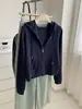 Sudadera con capucha casual de algodón cepillado con caída para mujer, versión coreana Otoño 2026, cárdigan versátil adelgazante con cremallera corta