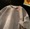 Camiseta Masculina de Camurça com Manga Curta Verão Marca de Moda Americana Tendência Solta Pesada Meia-manga para Adolescentes