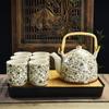 Juego de Té Kung Fu de Cerámica para el Hogar Sencillo Moderno Tetera de Flores Filtro Juego de Té para Té Negro Taza de Té 6 Piezas Grandes