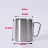 Taza de Agua Portátil para Exteriores, Taza de Café, Taza con Gancho Rápido de Mosquetón de Acero Inoxidable, Taza de Té para Acampar, Taza de Acero Inoxidable Engrosada de Doble Pared