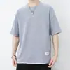 Camiseta de Manga Corta de Comercio Exterior Verano Nuevo Estilo Patrón de Gofre Holgada Talla Grande para Hombre Media Manga Estudiante Casual de Moda Marca Superior Ropa