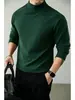 Camiseta interior base de doble cara de terciopelo alemán de cuello medio alto transfronteriza para hombre, estilo americano de otoño e invierno, marca moderna, prenda interior, camiseta de manga larga cálida