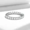 Anel Ruizuan Jewelry Céu Estrelado Moissanita Redondo Prata de Lei S925 Inlaid Anel Minimalista Fashion em Estoque