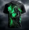 Bestseller de comercio exterior transfronterizo de Amazon: Camiseta de verano para hombre con estampado 3D de calabaza y calavera de Halloween, modelo nuevo