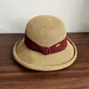 Sombrero de Copa Pequeño de Paja Fina de Borde Ancho de Gama Alta Japonés Sombrero de Paja de Borde Pequeño Protección Solar Sombrilla Sombrero de Cuenca Sombrero de Pescador Mujer