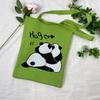 Bolsa de Tricô Ins Desenho Panda Feminina Moda para Carregar na Mão Grande Capacidade Bolsa de Ombro Bolsa Transversal Bolsa