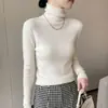Llévalo con un abrigo, suéter base de cuello alto color camello para mujer, nuevo para otoño e invierno, ajuste ceñido, cálido, suave y acogedor, top de punto
