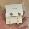 Pendientes sencillos de perla y circonita con aguja de plata 925 que combinan con todo, elegantes, de alta gama, ligeros, de lujo, estilo distintivo, elegantes franceses ~