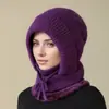 Gorro, Bufanda y Mascarilla Todo en Uno para Mujer, Forrado de Felpa, Cálido, Cortavientos, Gorro de Lana Tejido para Ciclismo de Invierno