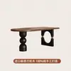 Nueva Mesa de Comedor Retro de Madera Maciza Estilo Francés, Forma Ovalada, Adecuada para Hogares Pequeños, Mesa de Comedor y Escritorio Integrados para Sala de Estar Estilo Antiguo Negro