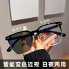 Armazones de Lentes de Prescripción Fotocromáticos Grises Anti-Luz Azul para Mujer, Armazón Cuadrado de Influencer de Tiktok, Armazón de Lentes Liso, Lentes Terminados para Transmisión en Vivo al por Mayor