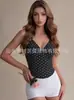Top cropped sexy de bolinhas francês com amarração e bojo, lindo top nadador com costas abertas