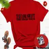Moda Europeia e Americana 2025 Taylor Swift estampa simples T-shirt unissex gola redonda Europeia e Americana