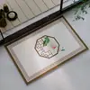 Novo tapete de chão semicircular com padrão floral e de pássaros estilo chinês para hall de entrada, antiderrapante, absorvente de água, fácil de limpar, resistente à sujeira, personalizável