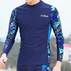 Traje de baño de dos piezas para adolescentes, top de manga corta, bañador de manga larga, conjunto de traje de baño para hombre con protección solar, equipo completo de natación