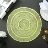 Jogo Americano de PVC Bronzeado Radiante Três Anéis Design Vazado de Grão de Madeira Decorativo Antiderrapante Base para Copo Jogo Americano Fábrica Atacado