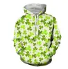 Sudadera con capucha para hombre forrada de polar Moda Simple Flor Nacional Irlandesa de la Suerte Impresión Digital 3D Ropa Casual para Hombre y Mujer