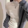 Camiseta Interior de Invierno de una Pieza sin Costuras con Cuello Medio Alto Suave y Ceroso para Mujer Nuevo Suéter Ajustado de Lana Tejida con Cuello Medio Elegante