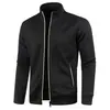 Jaqueta Masculina de Cor Sólida Outono Inverno Zíper Longo Manga Tricotada Forro de Lã Fina Top Tendência Casaco Suéter Tamanho Plus Masculino