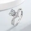 Sudeste Asiático Douyin Transmissão ao Vivo Coroa de Amor Anel Feminino Cor Imitação de Diamante Moissanite Anel de Moda Feminina Aberto Atacado