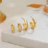 Aretes de Diamantes Apilados de Oro de 18 Quilates, Aretes Tipo Anillo Sencillos, Aretes Elegantes, Juego de Dos Piezas de Joyería Transfronteriza Europea y Americana