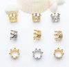Color oro 14K reteniendo color corona cuentas de agujero grande micro incrustadas circonita flor sombrero anillo cuentas con cuentas accesorios hechos a mano diy