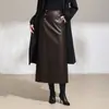 Falda auténtica de cuero genuino Haining para mujer, colección otoño/invierno 2026, estilo coreano, falda de piel de oveja de longitud media, corte recto, ajustada al cuerpo, moderna