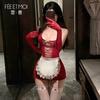 Ropa Interior Sexy Feimu, Desgarrable, Pechos Expuestos, Traje Uniforme de Malla de Sirvienta, Coqueteo Transparente, Tentación de Archivo Abierto, No Necesita Quitarse Zy56