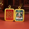 Colgante Thangka de Tíbet Zakiram Tíbet Pintado a mano Buda La Meca Collar para Hombre Buda Maestro de la Medicina Madre Verde Inmóvil Rey Ming