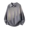 Camisa polo, suéter de punto de manga larga, cuello en V para hombre, cuello de gaviota, estilo old money, tela texturizada, venta al por mayor desde una fábrica transfronteriza
