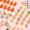 Pingente do Ano do Cavalo Esmaltado Areia Colorida Acessórios Dourados Acessórios de Joias Artesanais DIY Pulseira Colar Pingente Acessórios de Joias