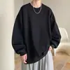 Atacado de Fábrica Fleece Coral Masculino Manga Longa Outono Novo Estilo Tendência Versátil Exterior Cor Sólida Gola Redonda Moletom Masculino
