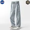 Pantalones Casuales de Moda de Alta Calidad Marca Nasa para Hombre, Primavera y Verano Vintage Holgados Adelgazantes con Caída Pierna Recta