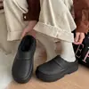 Pantuflas de algodón impermeables todo incluido para mujer, forradas de felpa para invierno, cálidas, de suela gruesa, antideslizantes, adecuadas para uso en interiores y exteriores, estilo de pareja, con talón cerrado y forro interior de algodón esponjoso